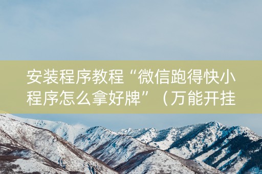 安装程序教程“微信跑得快小程序怎么拿好牌”（万能开挂器)