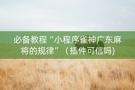 必备教程“小程序雀神广东麻将的规律”（插件可信吗)