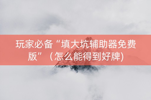 玩家必备“填大坑辅助器免费版”（怎么能得到好牌)