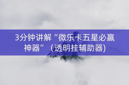 3分钟讲解“微乐卡五星必赢神器”（透明挂辅助器)