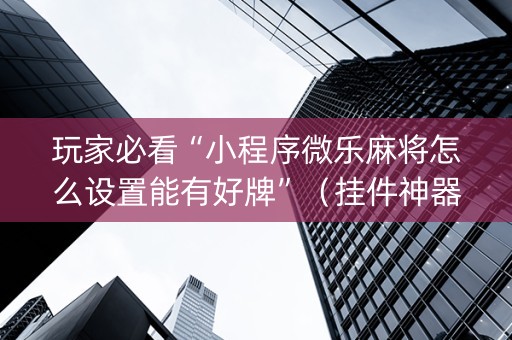玩家必看“小程序微乐麻将怎么设置能有好牌”（挂件神器)