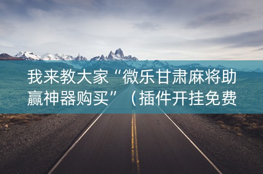 我来教大家“微乐甘肃麻将助赢神器购买”（插件开挂免费AI)