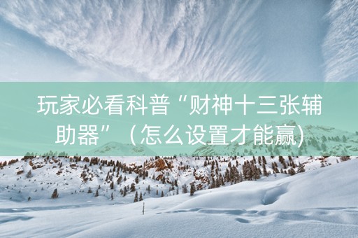 玩家必看科普“财神十三张辅助器”（怎么设置才能赢)