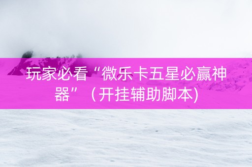 玩家必看“微乐卡五星必赢神器”（开挂辅助脚本)