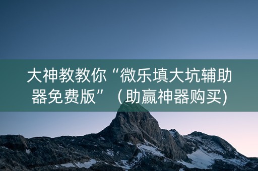 大神教教你“微乐填大坑辅助器免费版”（助赢神器购买)