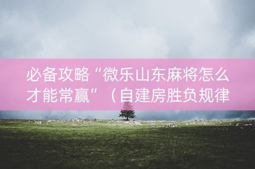 必备攻略“微乐山东麻将怎么才能常赢”（自建房胜负规律)