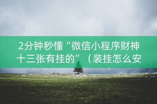 2分钟秒懂“微信小程序财神十三张有挂的”（装挂怎么安装)