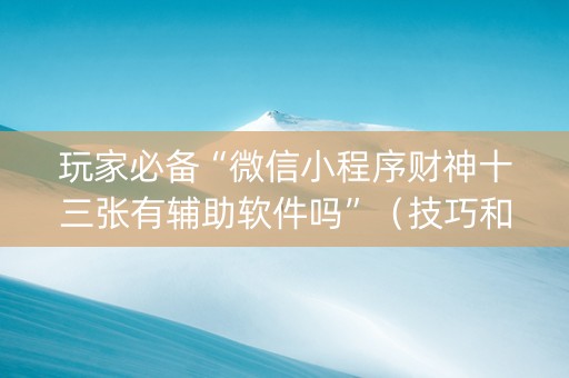玩家必备“微信小程序财神十三张有辅助软件吗”（技巧和打好牌方法)
