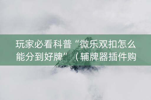 玩家必看科普“微乐双扣怎么能分到好牌”（辅牌器插件购买)