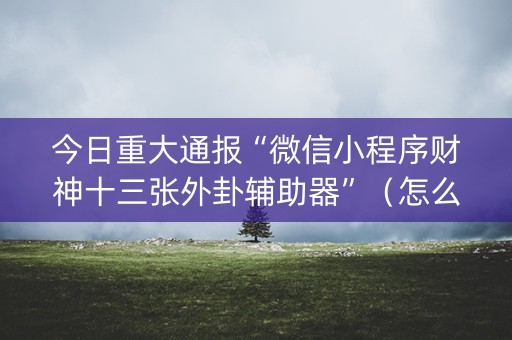 今日重大通报“微信小程序财神十三张外卦辅助器”（怎么能让牌好一点)