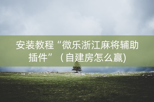 安装教程“微乐浙江麻将辅助插件”（自建房怎么赢)
