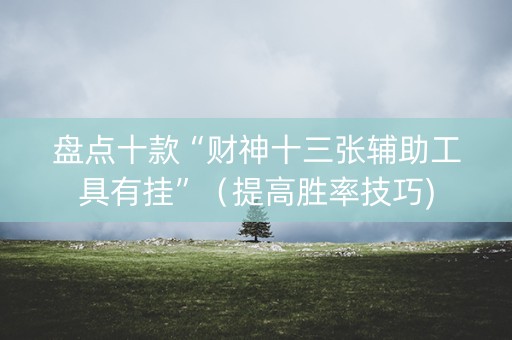 盘点十款“财神十三张辅助工具有挂”（提高胜率技巧)