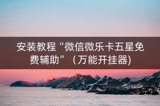安装教程“微信微乐卡五星免费辅助”（万能开挂器)