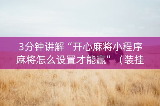 3分钟讲解“开心麻将小程序麻将怎么设置才能赢”（装挂怎么安装)