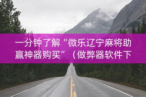 一分钟了解“微乐辽宁麻将助赢神器购买”（做弊器软件下载)