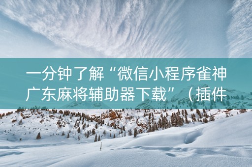 一分钟了解“微信小程序雀神广东麻将辅助器下载”（插件开挂免费AI)