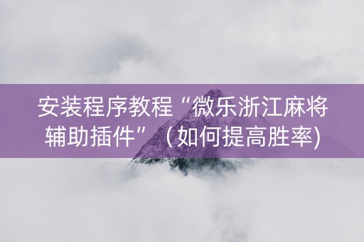 安装程序教程“微乐浙江麻将辅助插件”（如何提高胜率)