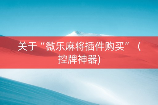 关于“微乐麻将插件购买”（控牌神器)