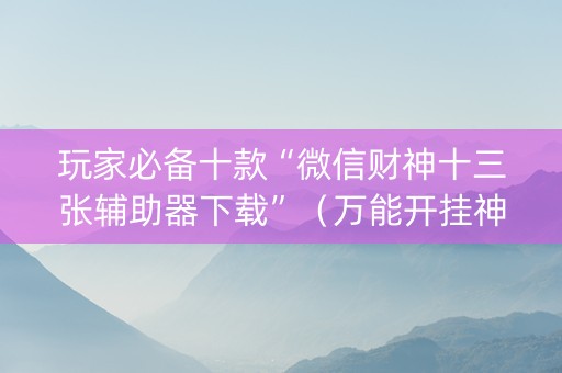 玩家必备十款“微信财神十三张辅助器下载”（万能开挂神器)