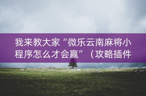 我来教大家“微乐云南麻将小程序怎么才会赢”（攻略插件)