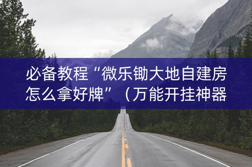 必备教程“微乐锄大地自建房怎么拿好牌”（万能开挂神器)