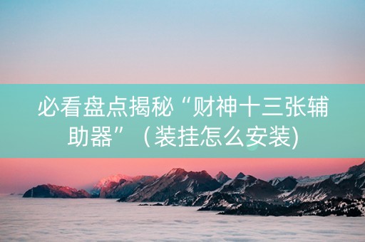 必看盘点揭秘“财神十三张辅助器”（装挂怎么安装)