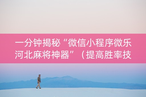 一分钟揭秘“微信小程序微乐河北麻将神器”（提高胜率技巧)