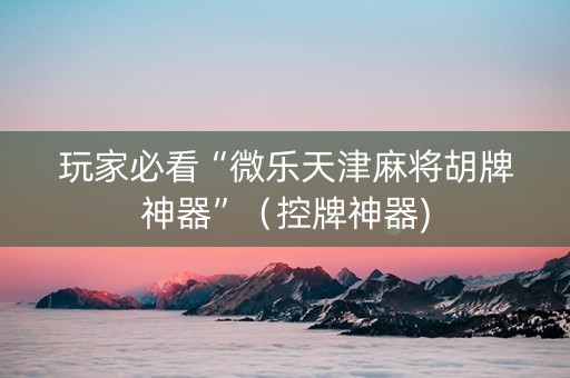玩家必看“微乐天津麻将胡牌神器”（控牌神器)