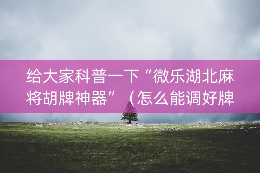 给大家科普一下“微乐湖北麻将胡牌神器”（怎么能调好牌)