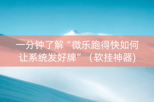 一分钟了解“微乐跑得快如何让系统发好牌”（软挂神器)