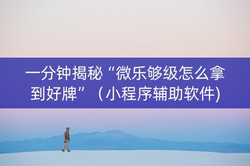 一分钟揭秘“微乐够级怎么拿到好牌”（小程序辅助软件)