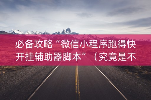 必备攻略“微信小程序跑得快开挂辅助器脚本”（究竟是不是有挂)