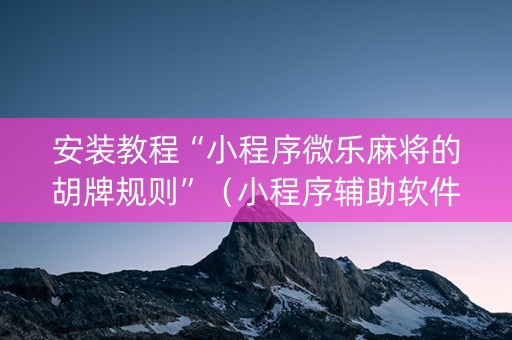 安装教程“小程序微乐麻将的胡牌规则”（小程序辅助软件)