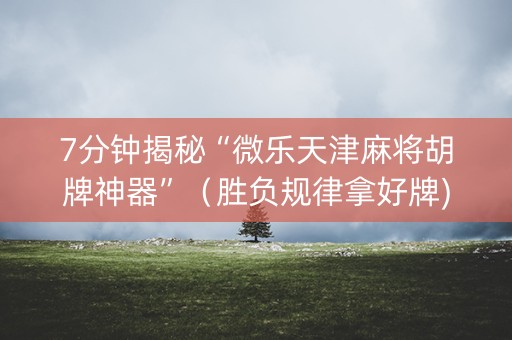 7分钟揭秘“微乐天津麻将胡牌神器”（胜负规律拿好牌)