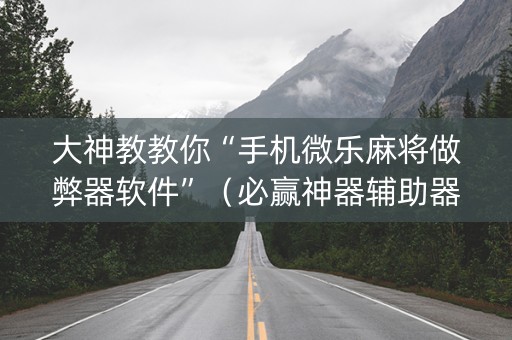 大神教教你“手机微乐麻将做弊器软件”（必赢神器辅助器)