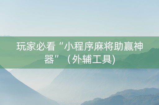 玩家必看“小程序麻将助赢神器”（外辅工具)