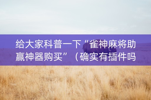 给大家科普一下“雀神麻将助赢神器购买”（确实有插件吗)