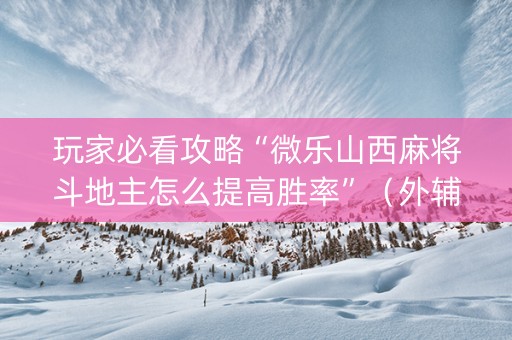 玩家必看攻略“微乐山西麻将斗地主怎么提高胜率”（外辅工具)