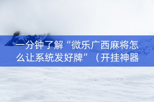 一分钟了解“微乐广西麻将怎么让系统发好牌”（开挂神器下载)