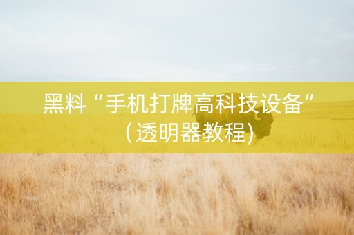 黑料“手机打牌高科技设备”（透明器教程)