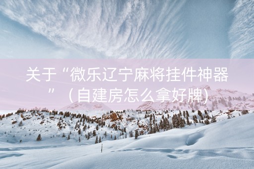 关于“微乐辽宁麻将挂件神器”（自建房怎么拿好牌)