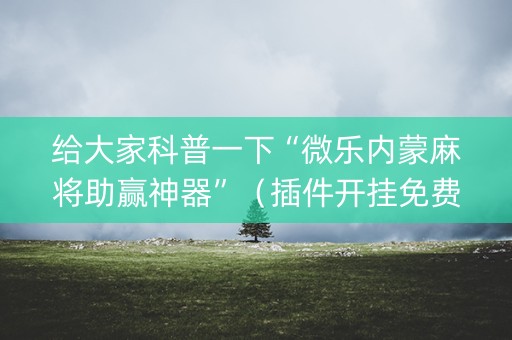 给大家科普一下“微乐内蒙麻将助赢神器”（插件开挂免费AI)