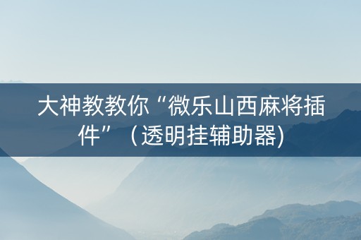 大神教教你“微乐山西麻将插件”（透明挂辅助器)