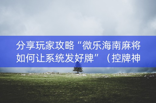 分享玩家攻略“微乐海南麻将如何让系统发好牌”（控牌神器)