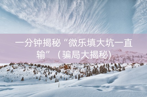 一分钟揭秘“微乐填大坑一直输”（骗局大揭秘)
