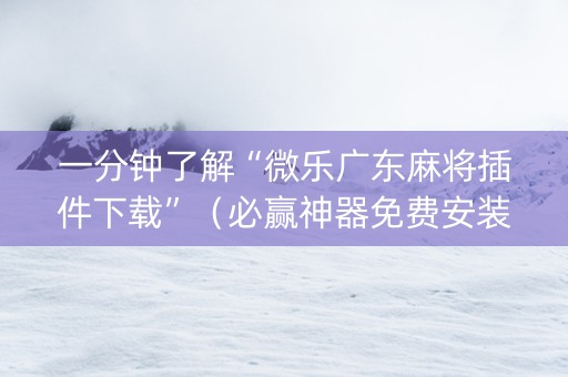一分钟了解“微乐广东麻将插件下载”（必赢神器免费安装)