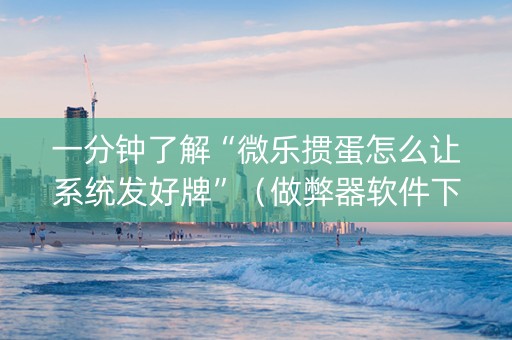 一分钟了解“微乐掼蛋怎么让系统发好牌”（做弊器软件下载)
