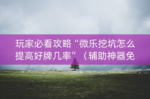 玩家必看攻略“微乐挖坑怎么提高好牌几率”（辅助神器免费)