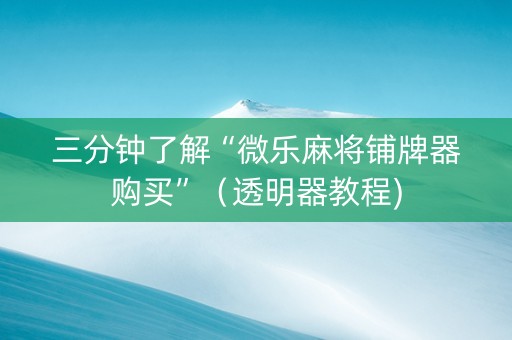 三分钟了解“微乐麻将铺牌器购买”（透明器教程)