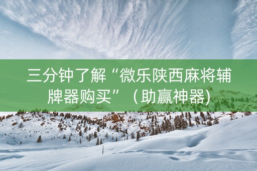三分钟了解“微乐陕西麻将辅牌器购买”（助赢神器)